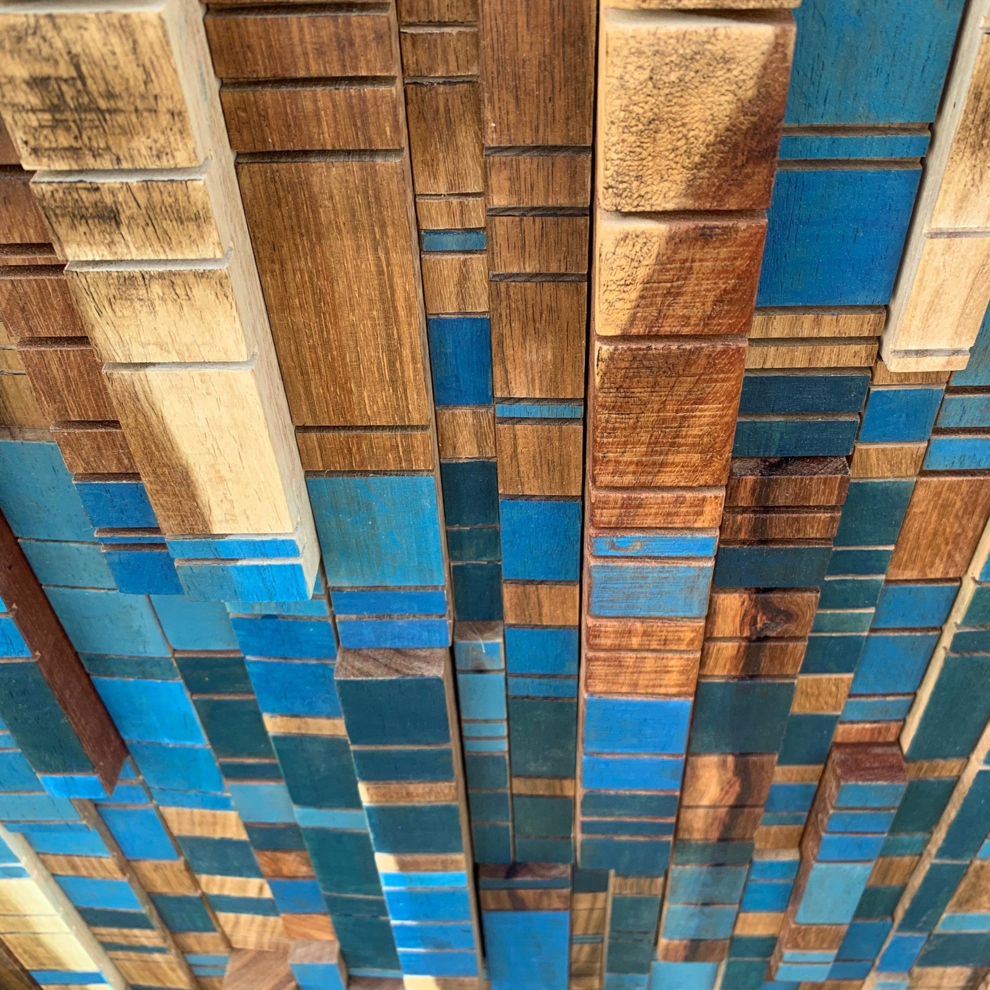 Forest Stream - A Sculptural Wall Piece in Kiaat & Blue - Andrea madeWood Wall Art