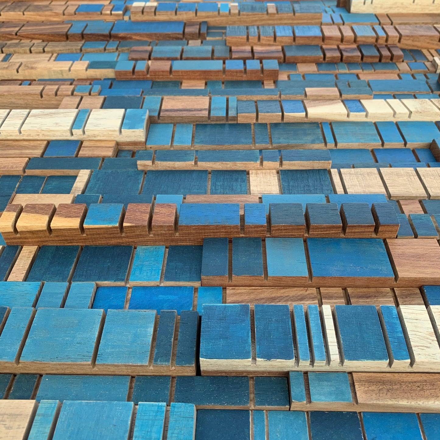 Forest Stream - A Sculptural Wall Piece in Kiaat & Blue - Andrea madeWood Wall Art